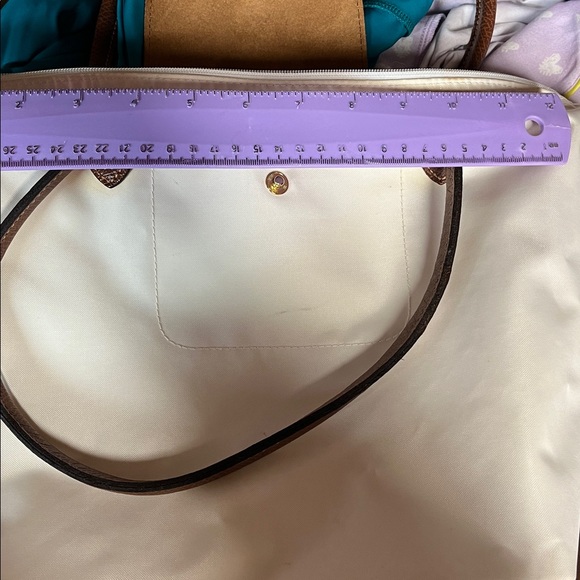 Longchamp Le Pliage Beige Tote with Brown Leather Trim - Picture 13 of 14
